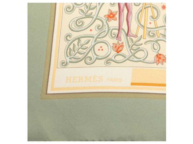 Hermès Foulard Hermes Carre 90 World Map Beige Verde - vista 5