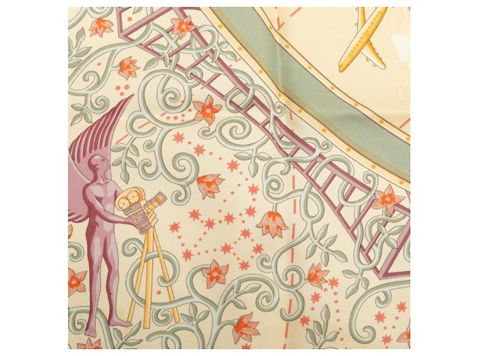 Hermès Foulard Hermes Carre 90 World Map Beige Verde - vista 6