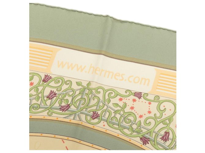 Hermès Foulard Hermes Carre 90 World Map Beige Verde - vista 8