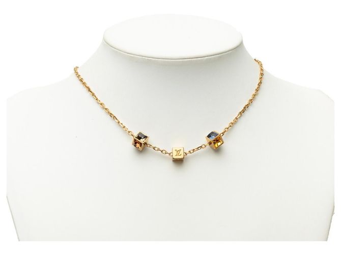 Collana con pendente in strass placcato oro Louis Vuitton D'oro - vista 6