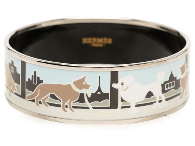 Hermès Bracciale Hermes Chien Echa Parisian Charm Argento Blu chiaro - vista 3