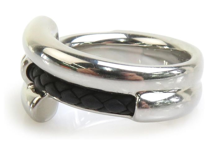 Ring Hermès Anello Band Tourni Tresse Hermes Nero Argento - vista 2