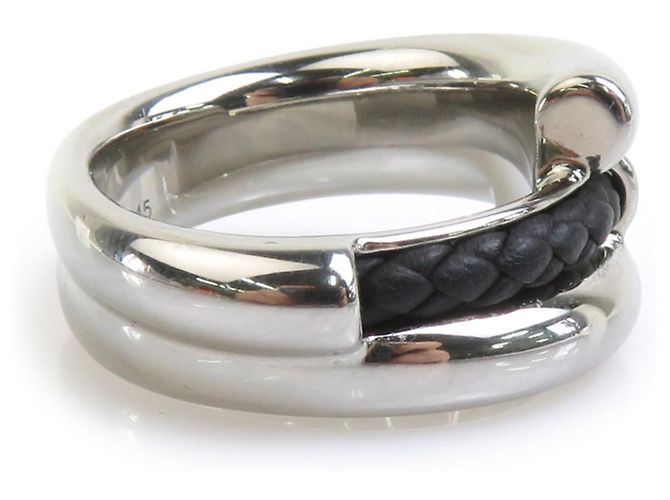 Ring Hermès Anello Band Tourni Tresse Hermes Nero Argento - vista 4