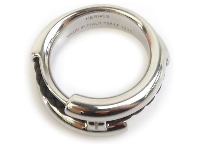 Ring Hermès Anello Band Tourni Tresse Hermes Nero Argento - vista 5