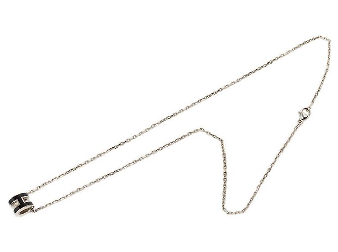 Hermès Collana con pendente Hermes Mini Pop H Nero Argento - vista 4