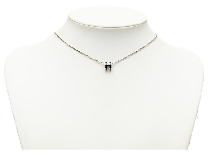 Hermès Collana con pendente Hermes Mini Pop H Nero Argento - vista 5