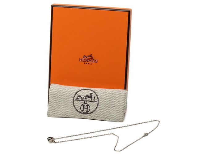 Hermès Collana con pendente Hermes Mini Pop H Nero Argento - vista 6