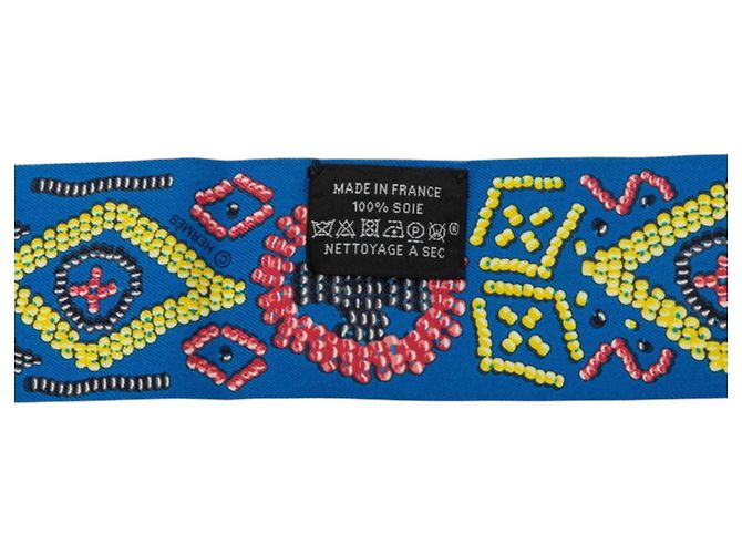 Hermès Twilly Kelly En Perles Seidentuch Blau Mehrfarben - Ansicht 5