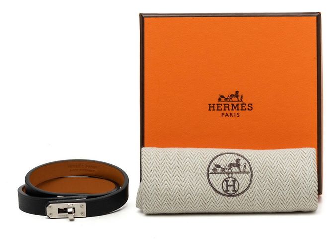 Hermès Bracciale Hermes Mini Kelly Double Tour Nero Argento - vista 8