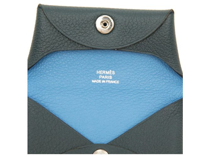 Hermès Hermes Calvi Münzbeutel Marineblau - Ansicht 5