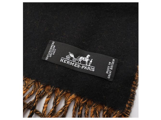 Hermès Hermes Casaque Zigzag Kaschmirschal Schwarz Gelb - Ansicht 2
