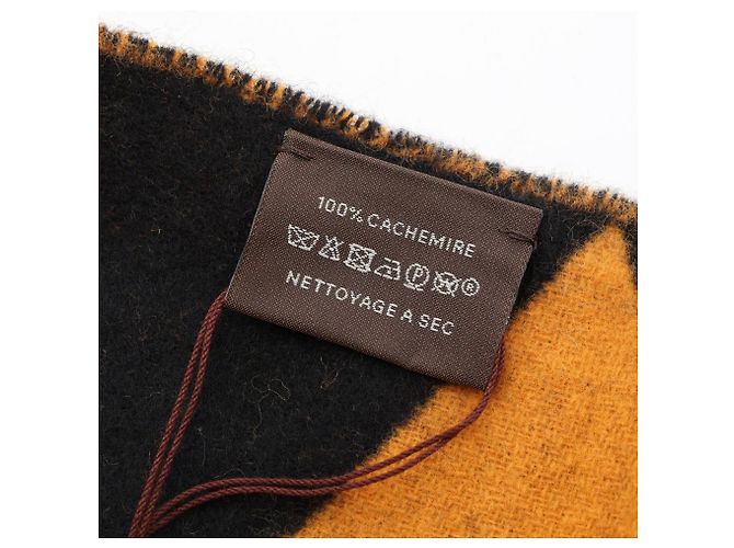 Hermès Hermes Casaque Zigzag Kaschmirschal Schwarz Gelb - Ansicht 3