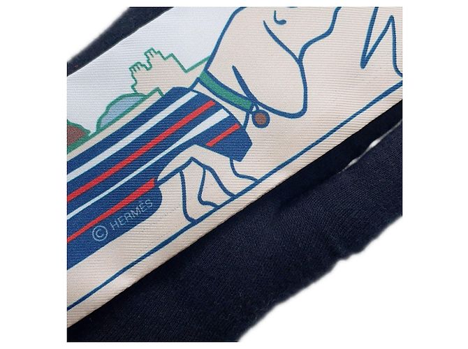 Hermès Carré Twilly Hermes - Parisian Dogs Bleu - vue 5