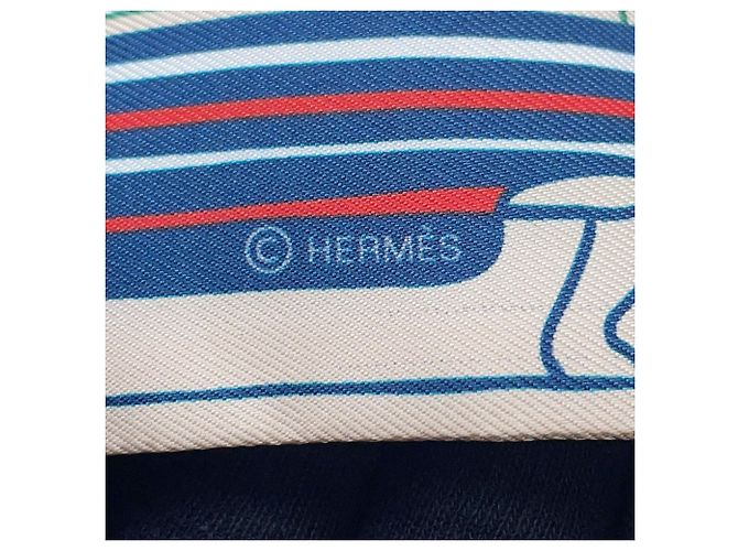 Hermès Carré Twilly Hermes - Parisian Dogs Bleu - vue 7