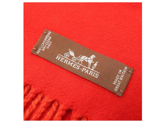 Hermès Sciarpa in cashmere Hermes Casaque Zigzag Rosso Arancione - vista 2