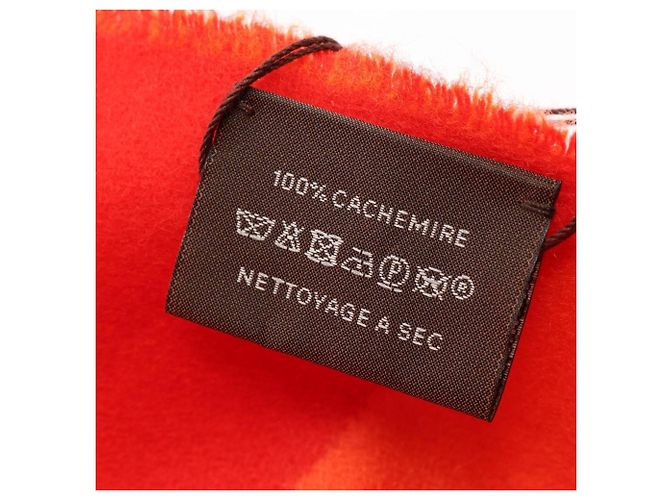Hermès Sciarpa in cashmere Hermes Casaque Zigzag Rosso Arancione - vista 3