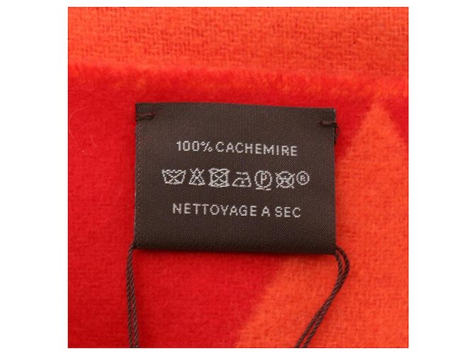 Hermès Cachecol de cashmere Hermes Casaque Zigzag Vermelho Laranja - vista 3