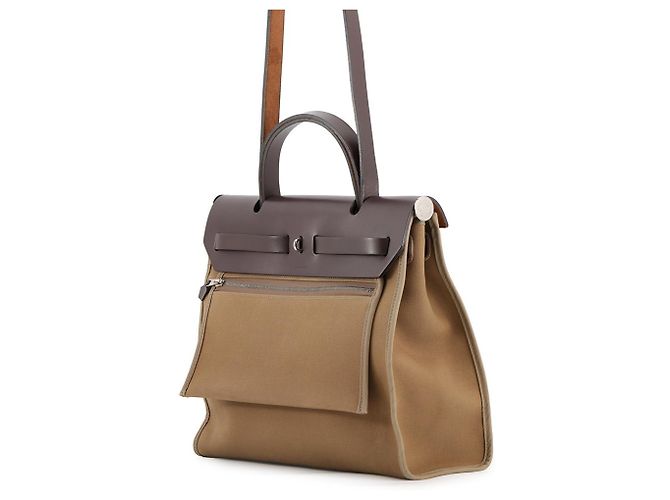 Hermès Borsa Hermes Herbag Zip PM Taupe Damier ebene - vista 2