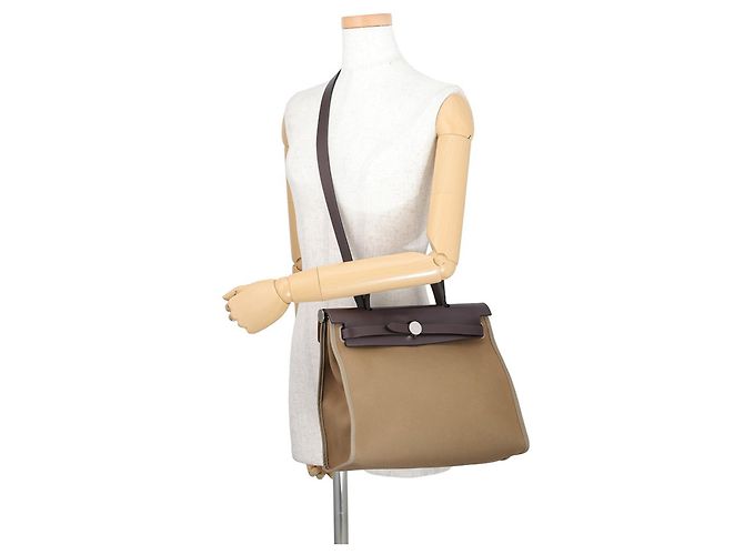 Hermès Borsa Hermes Herbag Zip PM Taupe Damier ebene - vista 4