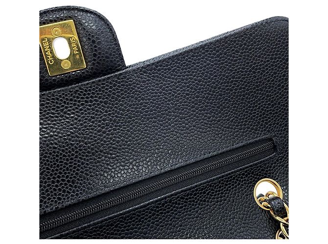 Borsa a tracolla con catena Chanel in pelle di vitello martellata nera Nero - vista 12
