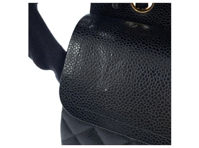 Borsa a tracolla con catena Chanel in pelle di vitello martellata nera Nero - vista 13