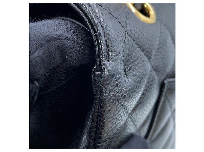 Borsa a tracolla con catena Chanel in pelle di vitello martellata nera Nero - vista 14