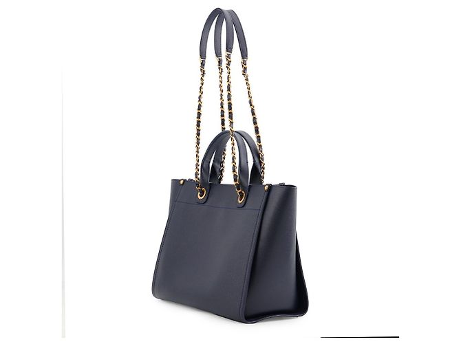 Chanel Deauville Tote Bag Marineblau - Ansicht 2