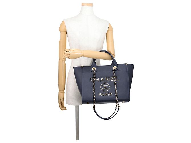 Chanel Deauville Tote Bag Marineblau - Ansicht 4