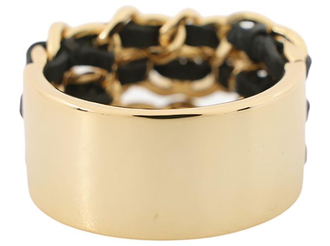 Chanel Ring aus goldfarbenem Leder und Metall - Ansicht 3