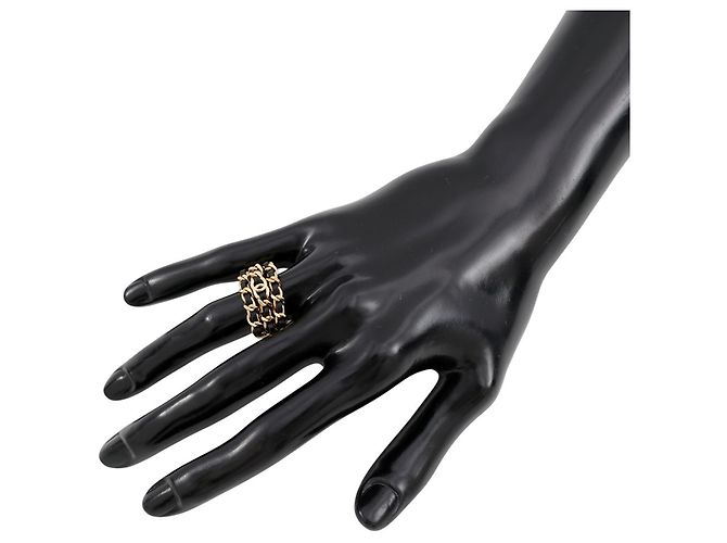 Chanel Ring aus goldfarbenem Leder und Metall - Ansicht 4