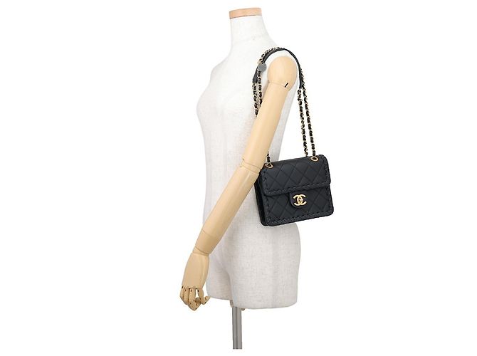 Timeless Borsa Chanel Black Matelassé Nero - vista 4