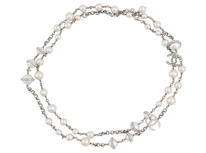 Chanel Coco Mark Halskette mit Kunstperlen und Strass - Ansicht 3