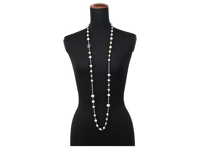 Chanel Coco Mark Halskette mit Kunstperlen und Strass - Ansicht 4