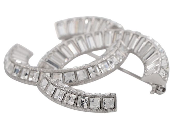 Broche Chanel de strass Plata - vista 2