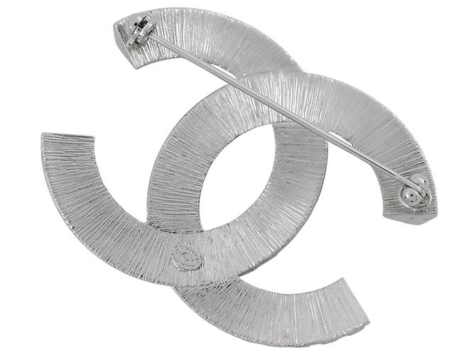 Broche Chanel de strass Plata - vista 3