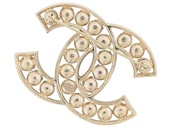 Chanel Faux Pearl and Rhinestone Brooch Golden - view 3