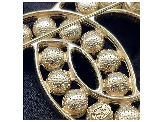 Chanel Faux Pearl and Rhinestone Brooch Golden - view 6