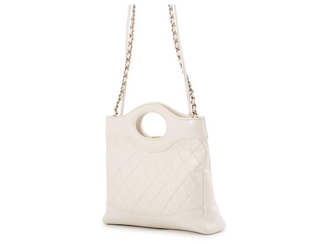 Chanel Matelassé Mini Handtasche Weiß - Ansicht 2
