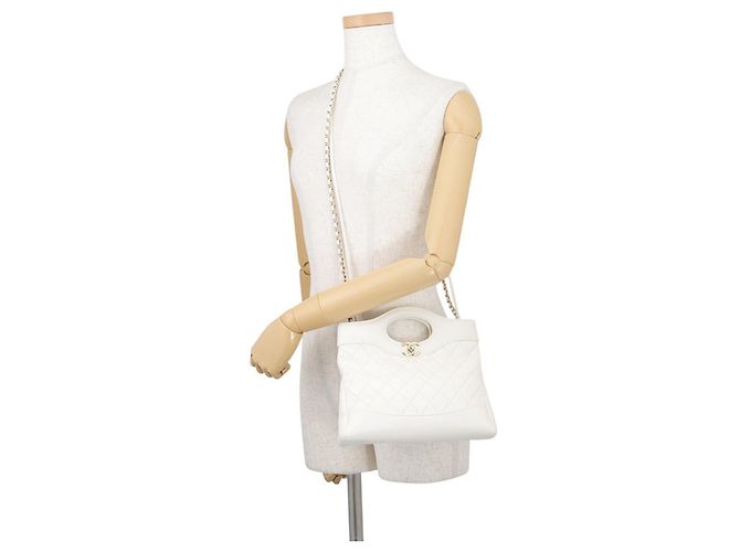 Chanel Matelassé Mini Handtasche Weiß - Ansicht 5