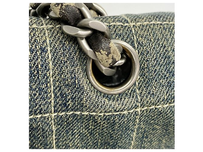 Borsa a tracolla Chanel in denim blu - vista 10