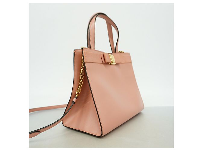 Borsa in pelle Salvatore Ferragamo Vara in Pink Beige - vista 2