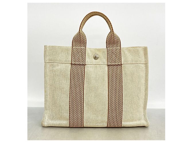Hermès Hermes New Fourre-Tout PM Canvas Tote Bag Beige - vista 11