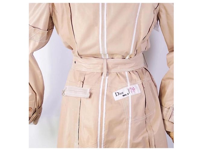 Gabardina Christian Dior Galliano Cuero Beige SS06 - vista 7