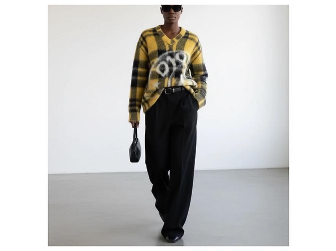 Christian Dior Mohair-Pullover mit Karomuster und Skull-Print - Ansicht 2