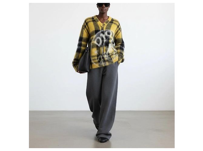 Christian Dior Mohair-Pullover mit Karomuster und Skull-Print - Ansicht 5