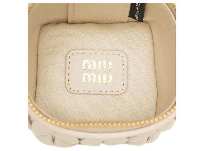 Miu Miu Matelassé Portachiavi Accessorio Charm Marrone Beige - vista 5