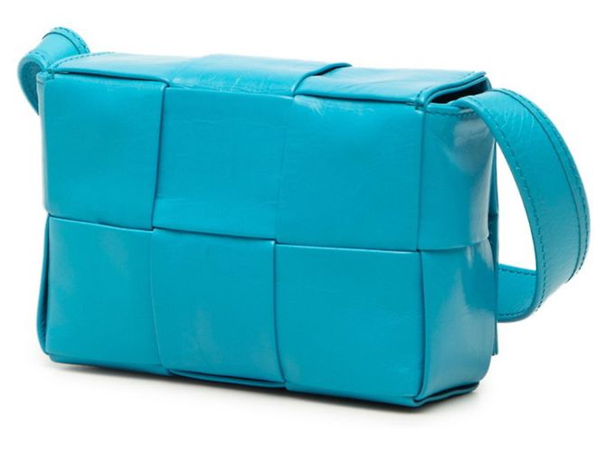 Borsa a tracolla Bottega Veneta Maxi Intrecciato Candy Cassette Blu Turchese - vista 2