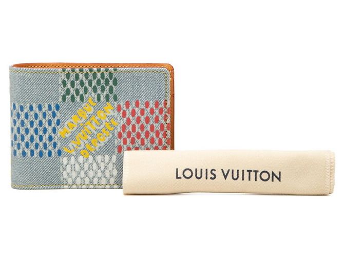 Louis Vuitton Damier Denim Bi-fold Geldbörse Blau Mehrfarben - Ansicht 7