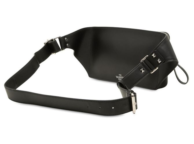 Borsello da vita Valentino Rockstud VLTN Logo in pelle nera Nero - vista 2