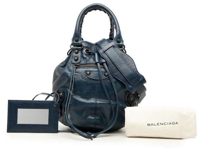 Balenciaga Classic Mini Pom Handtasche Marineblau - Ansicht 8